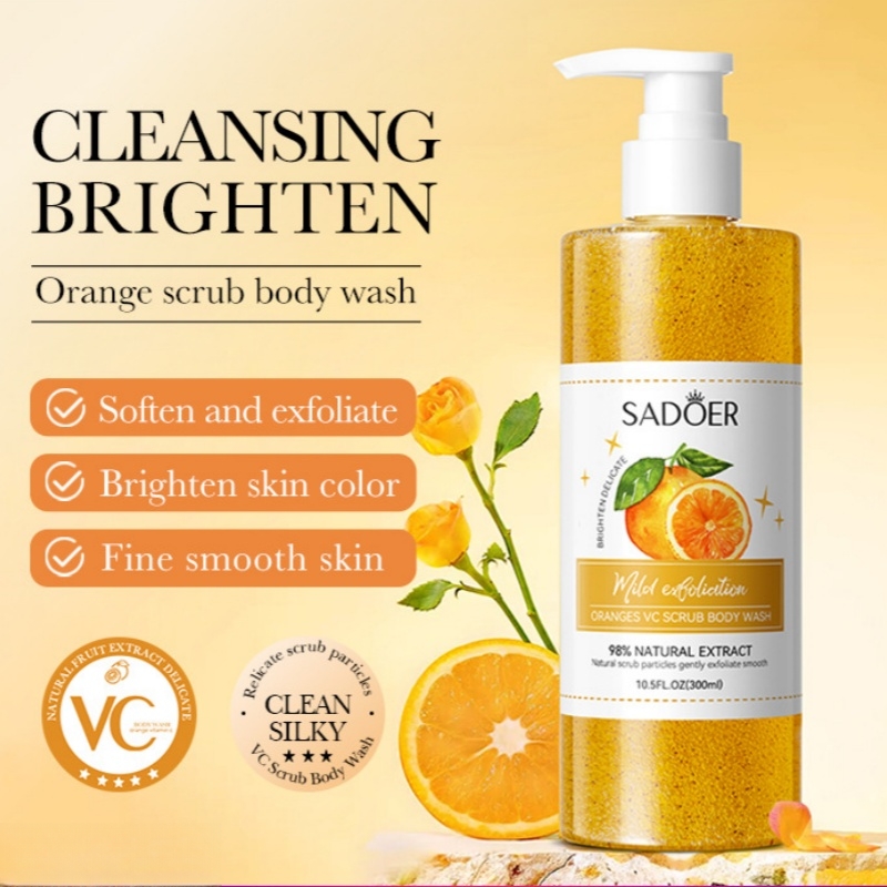 300ml Orange Body Scrub Shower - Skincare Ingredients ulasan dan harga